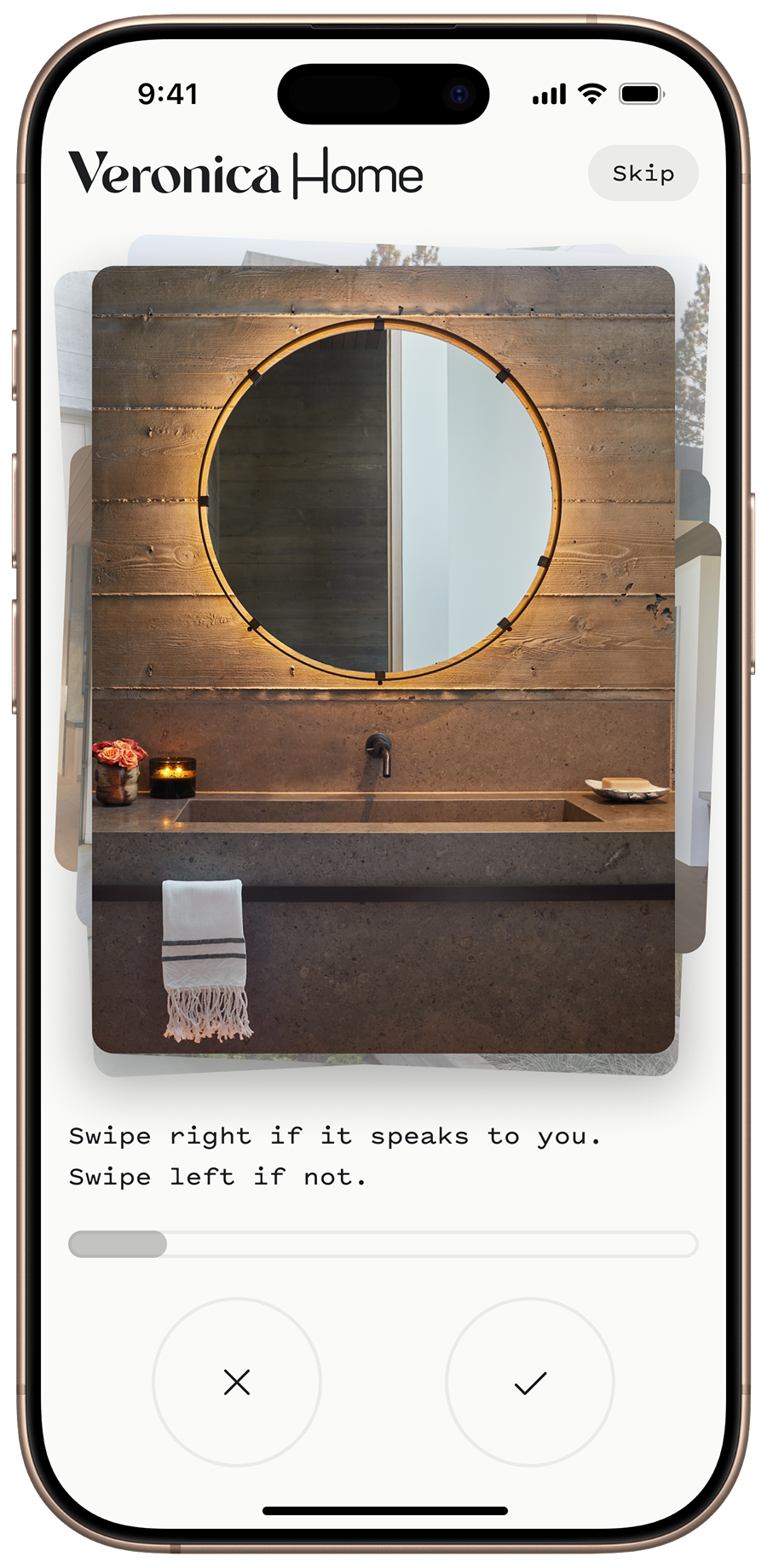 App swipe interface on a mobile device